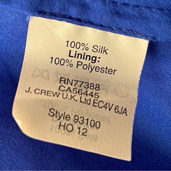 J.Crew women royal blue 100% silk, lined sleeves less midi dress. Size 6. Used. - Picture 7 of 9